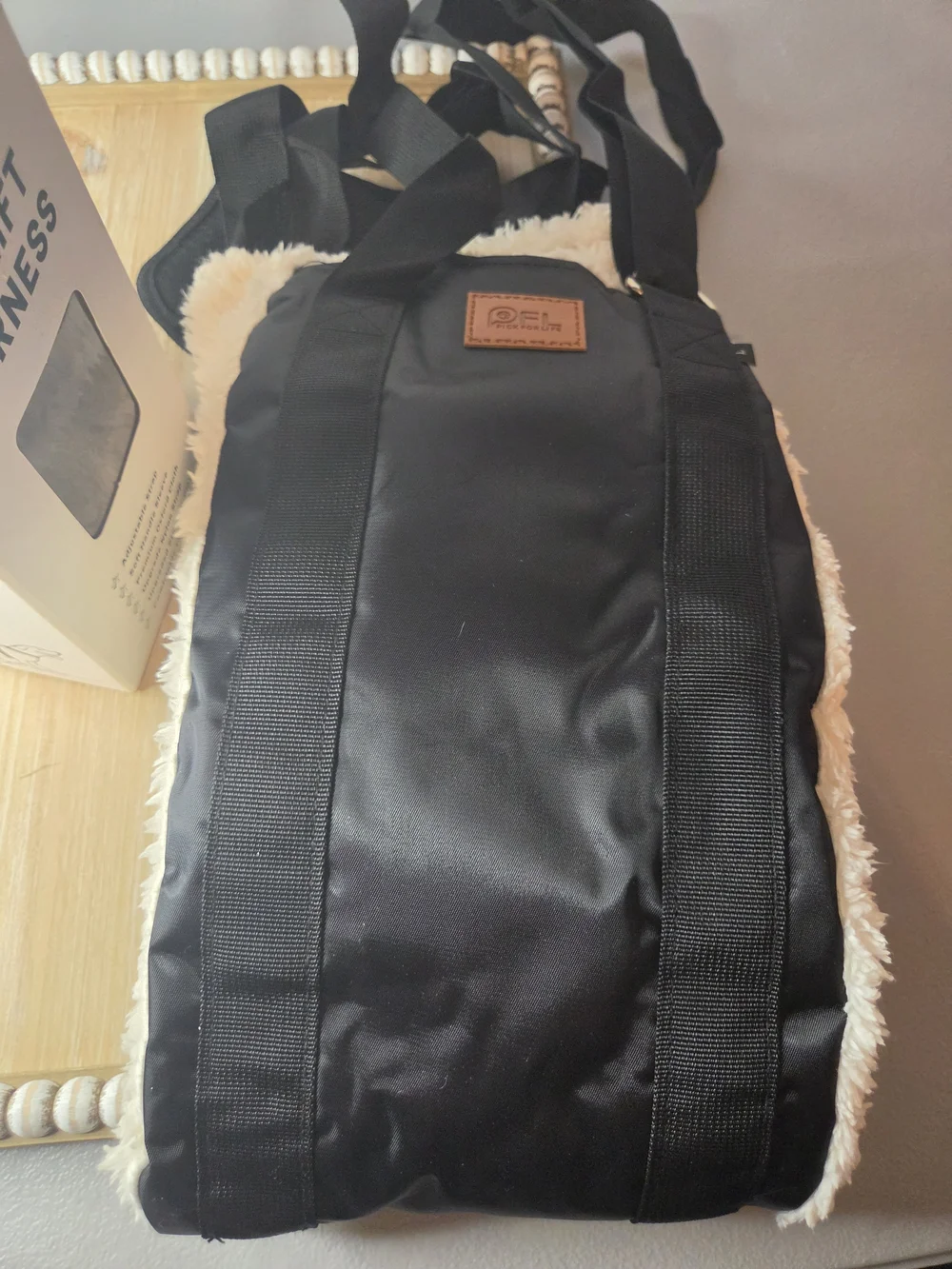 Dog Lift Harness with Brown Accent